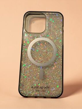 Kate Spade Glitter MagSafe iPhone 13/14 Case | Clear Sparkle Designer Case